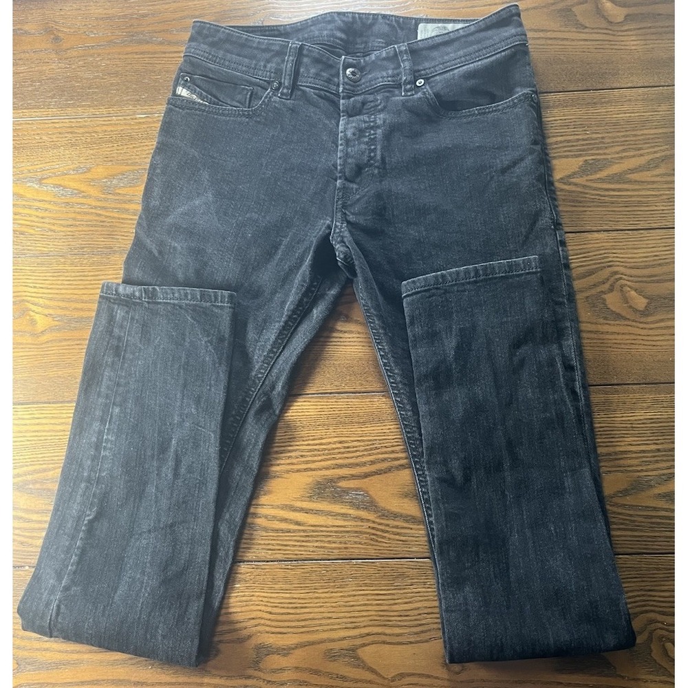 Diesel Jeans Men 28x32 Black Skinny Stretch Button Fly Slim Sleenker